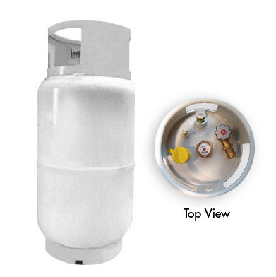 Top view of 33.3 lbs. propane cylinder